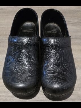 Dansko Black Embossed Slip-On Women’s Clogs